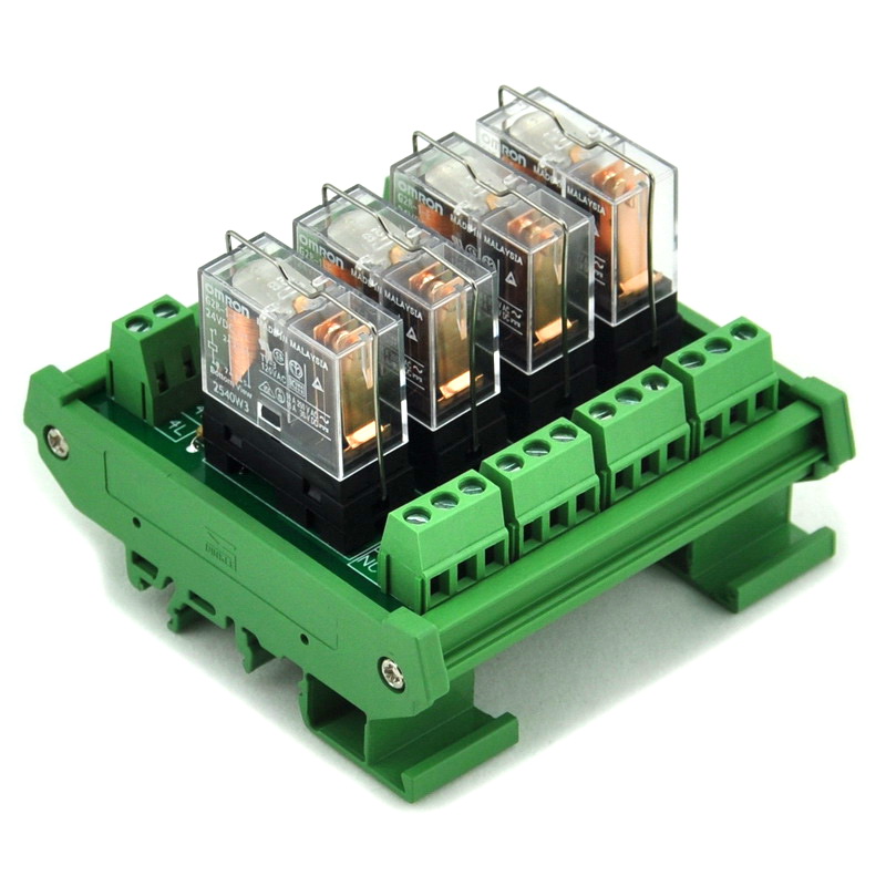 ELECTRONICS SALON DIN Rail Mount AC DC 24V Control 4 SPDT 16Amp