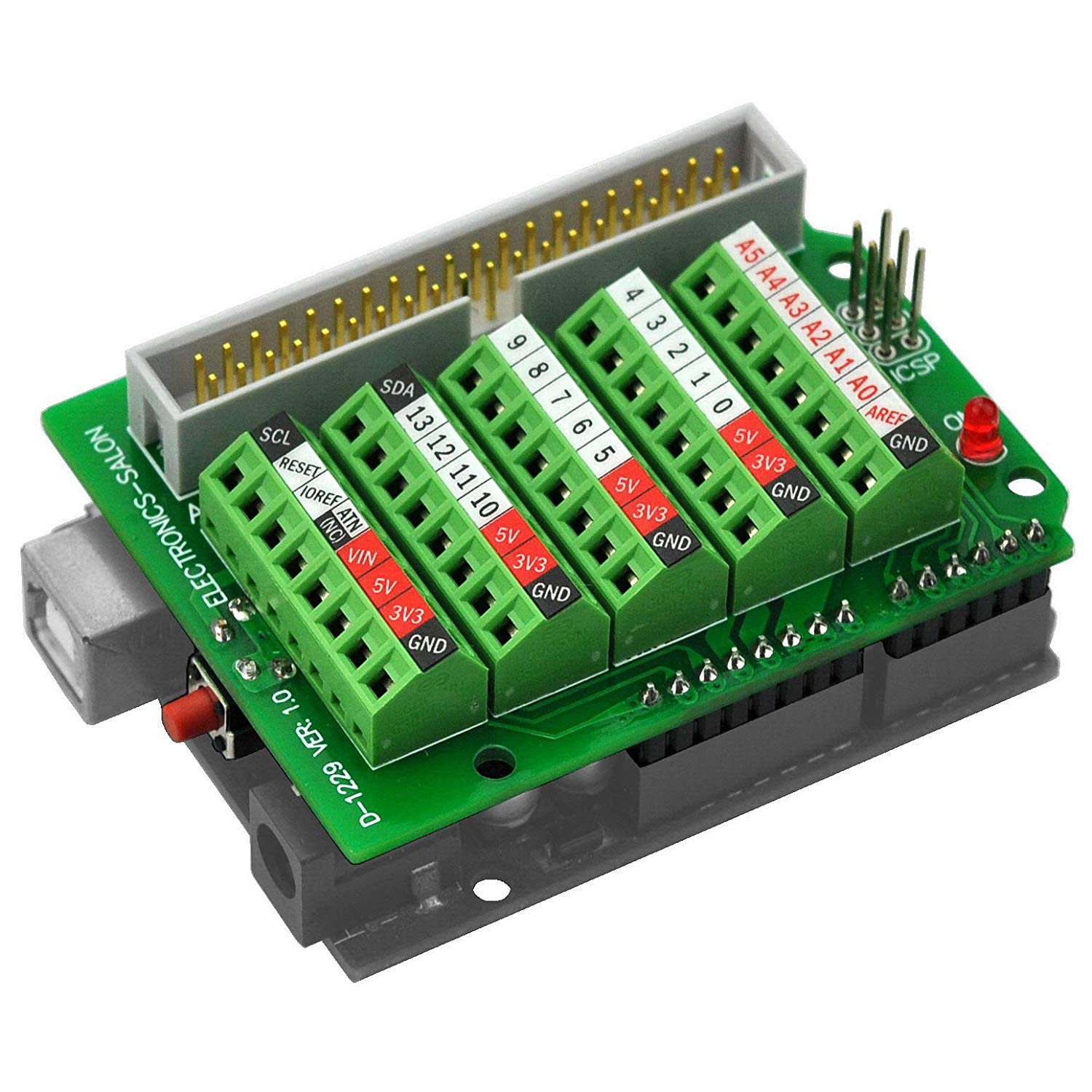 ELECTRONICS-SALON Arduino Screw Terminal Block Breakout Module, for ...