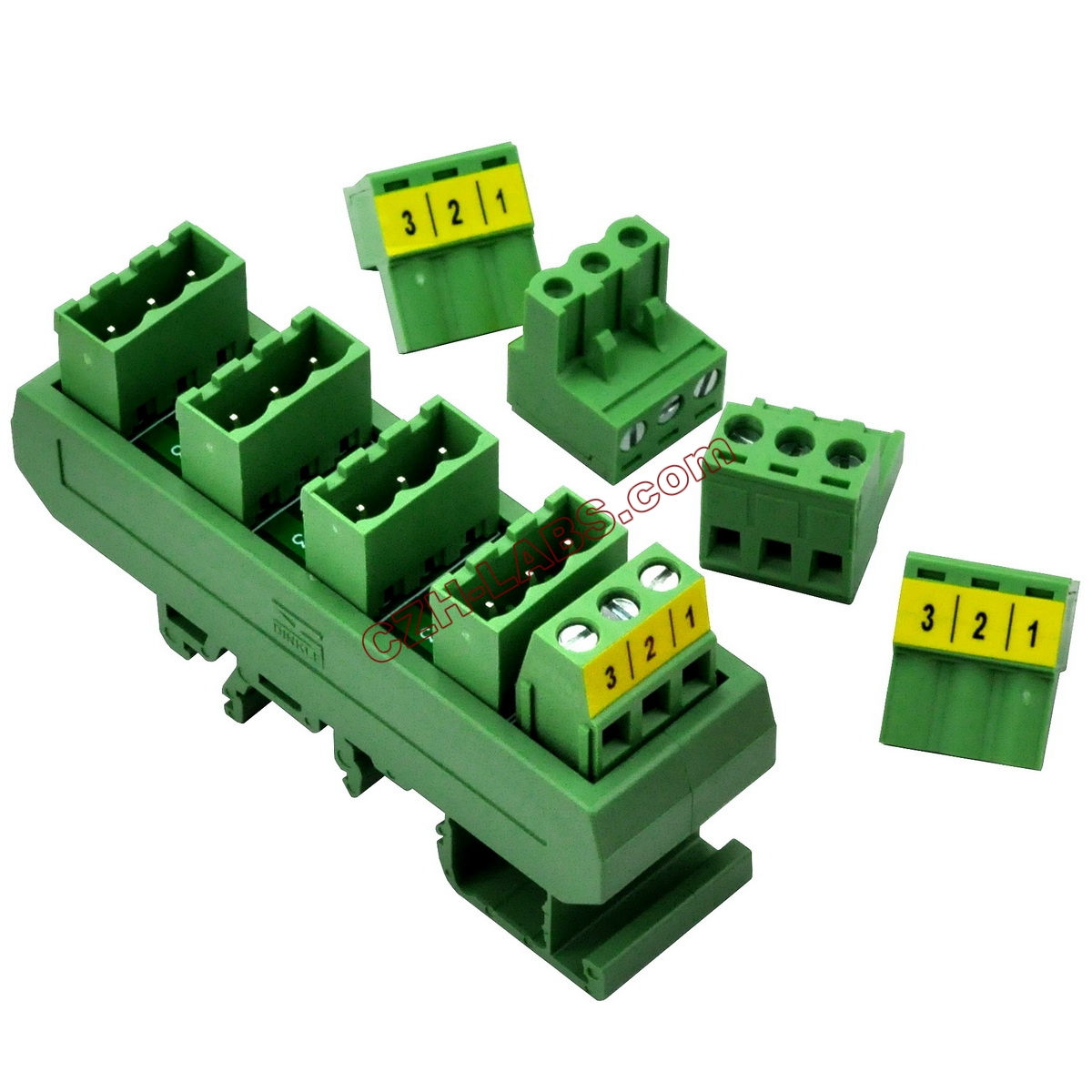 Slim DIN Rail Mount 10A/300V 5x3 Position Pluggable Screw Terminal