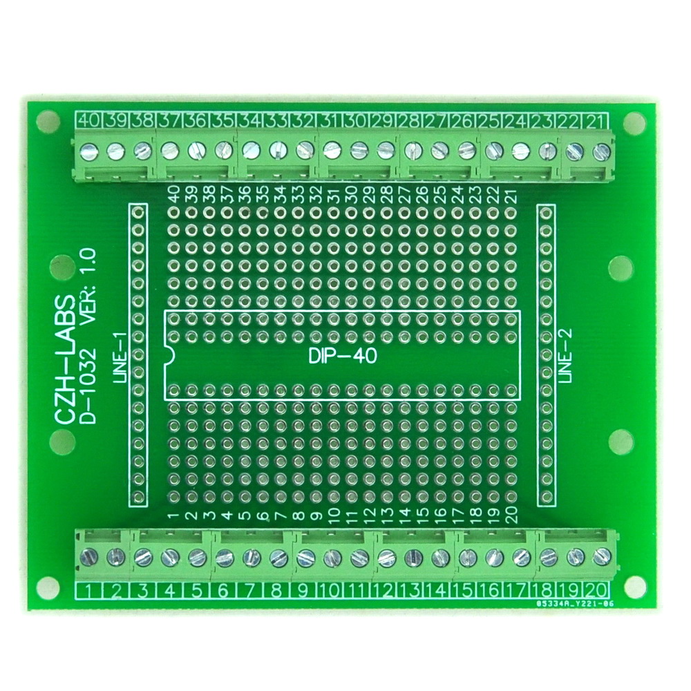 CZHLABS DIP40 Component to Screw Terminal Block Adapter Board, DIP40